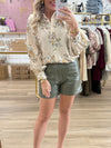 Cream Floral Button Up Top