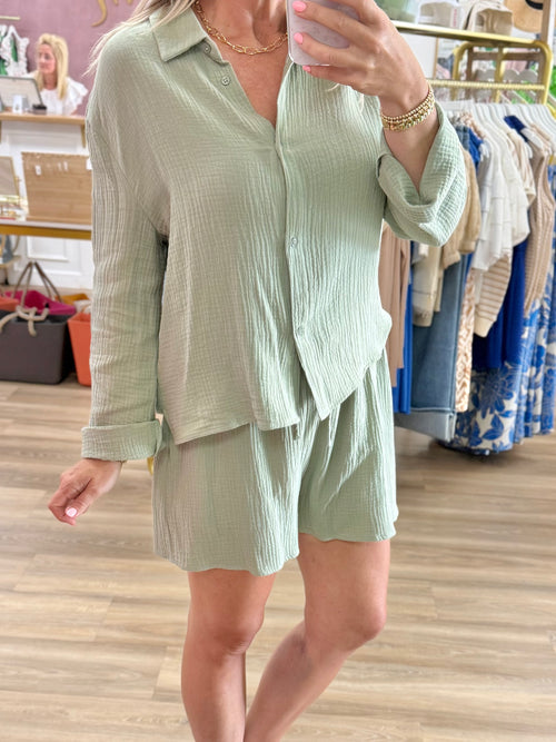 Sage Gauze Top