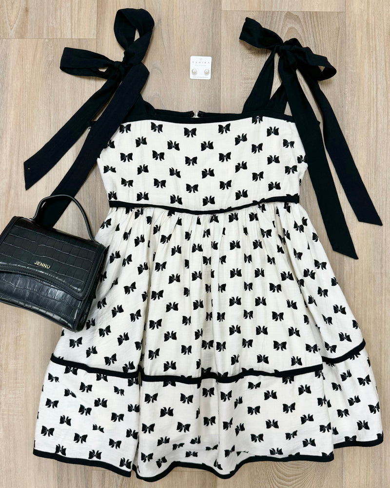 Black/Cream Bow Dress