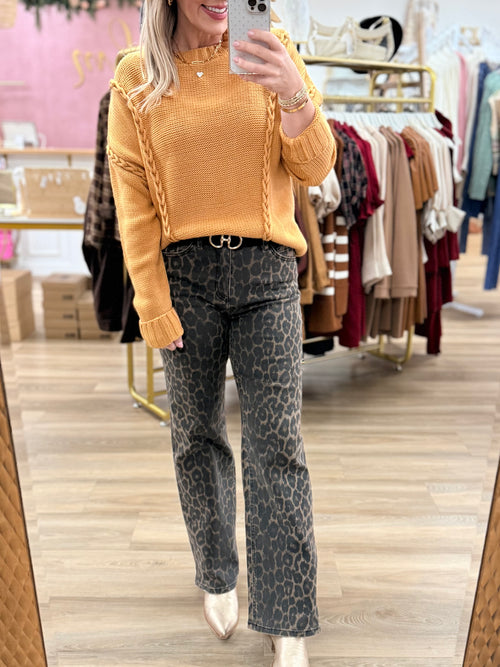 Leopard Wide Leg Denim