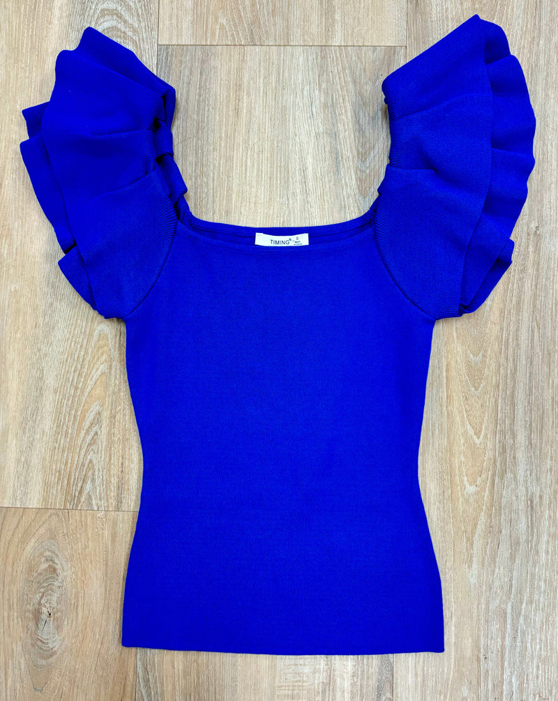 Royal Ruffled Sleeve Crop