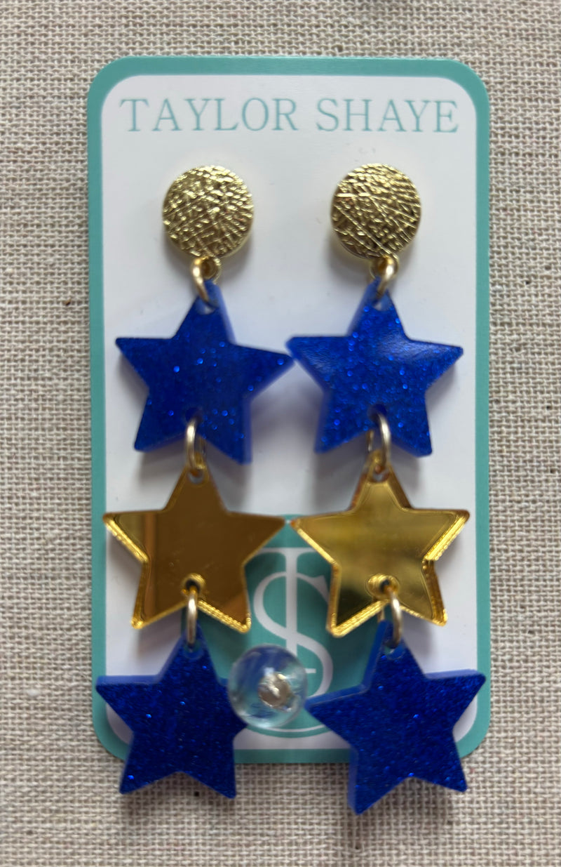 Blue Glitter/Gold Mirror Stars