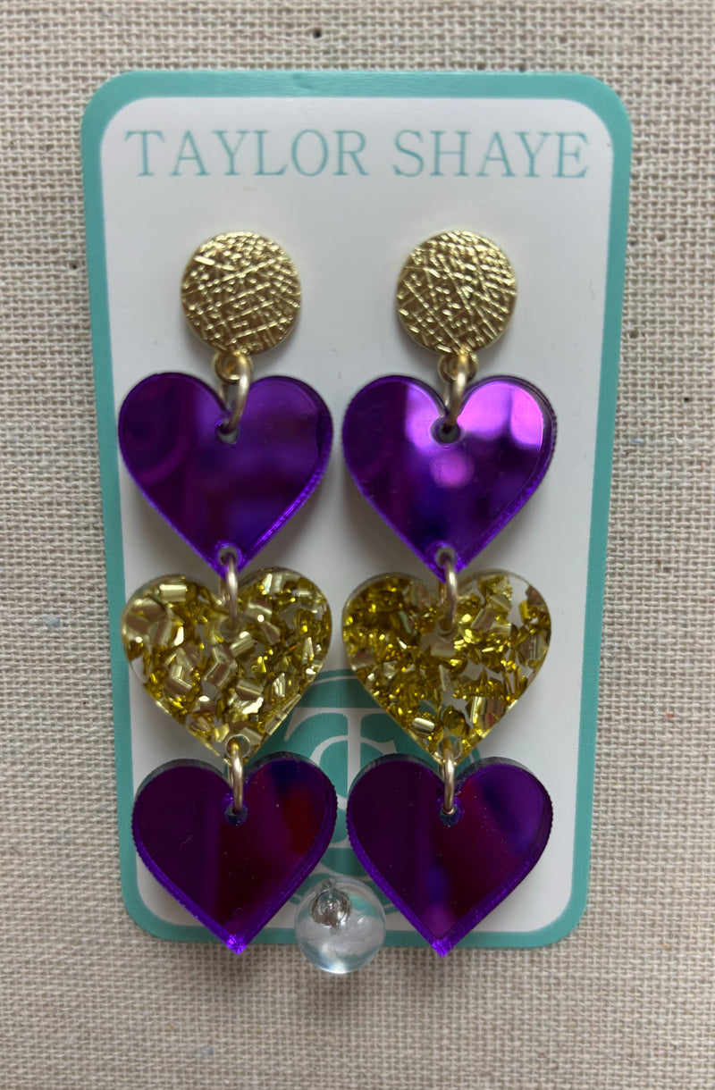 Purple/Gold Triple Heart