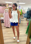 White Bow Peplum Top