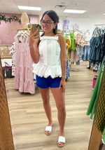 White Bow Peplum Top