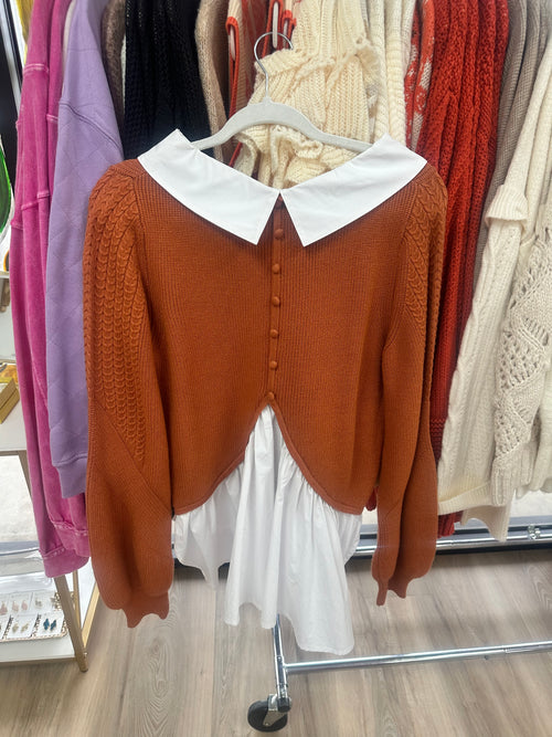 Rust Collared Detail Sweater