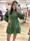 Olive Button Front Dress