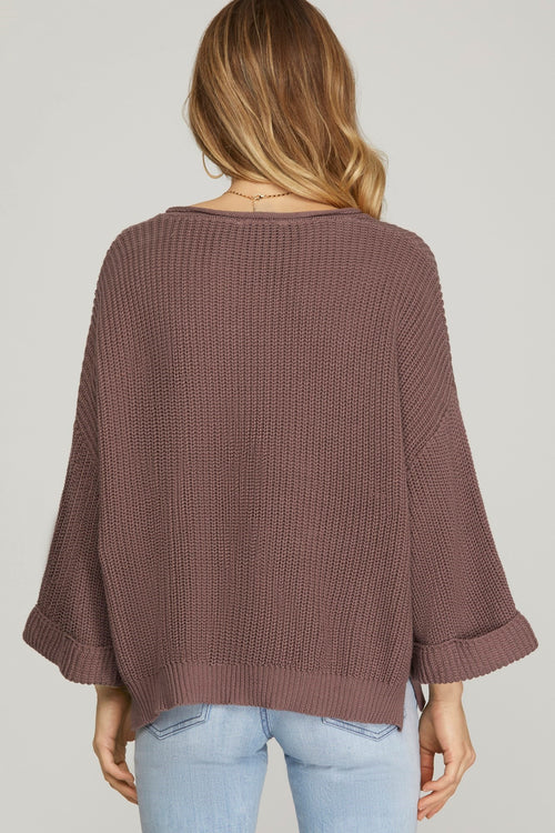 Mocha 3/4 Sleeve Sweater