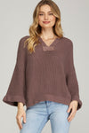 Mocha 3/4 Sleeve Sweater