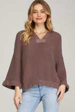 Mocha 3/4 Sleeve Sweater
