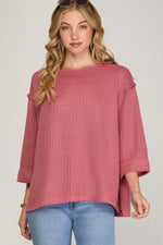 3/4 Sleeve Rose Top