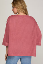 3/4 Sleeve Rose Top