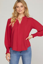 Long Sleeve V-Neck Blouse