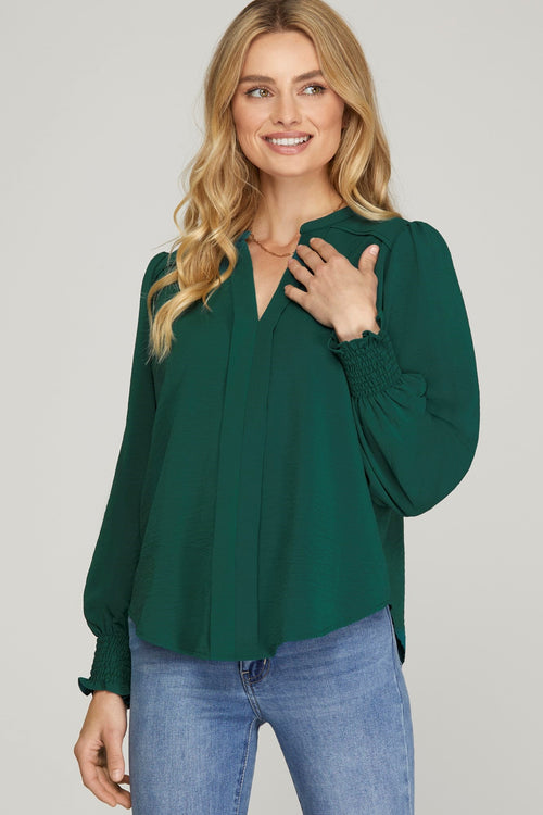Long Sleeve V-Neck Blouse