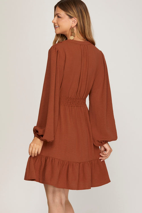 Rust Long Sleeve Dress