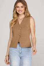 Gold Button Sweater Vest