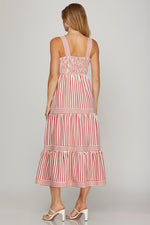 Red/White Stripe Midi