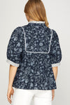 Navy Floral Top