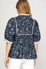 Navy Floral Top