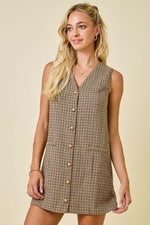 Houndstooth Button Front Dress