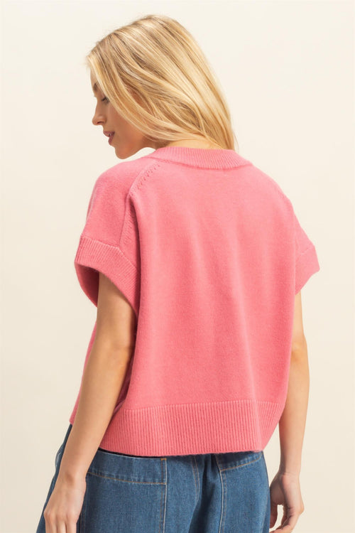 Pink Oversized Sweater Vest