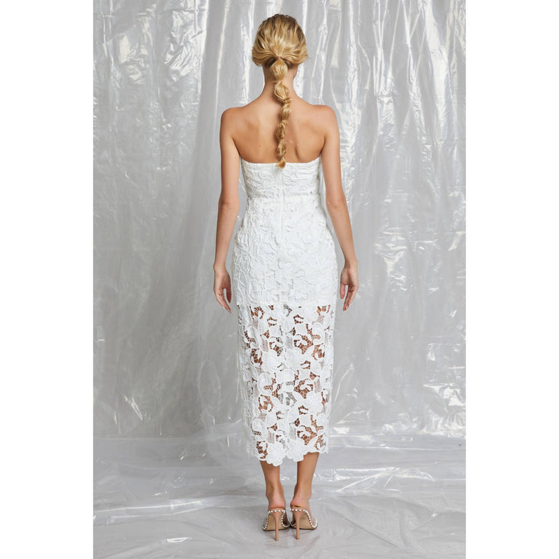 White Lace Midi Dress