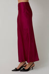 Cranberry Satin Midi Skirt