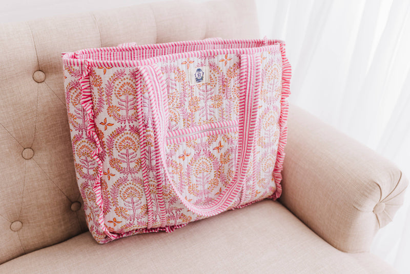 Dahlia Large Quilted Ruffle Tote