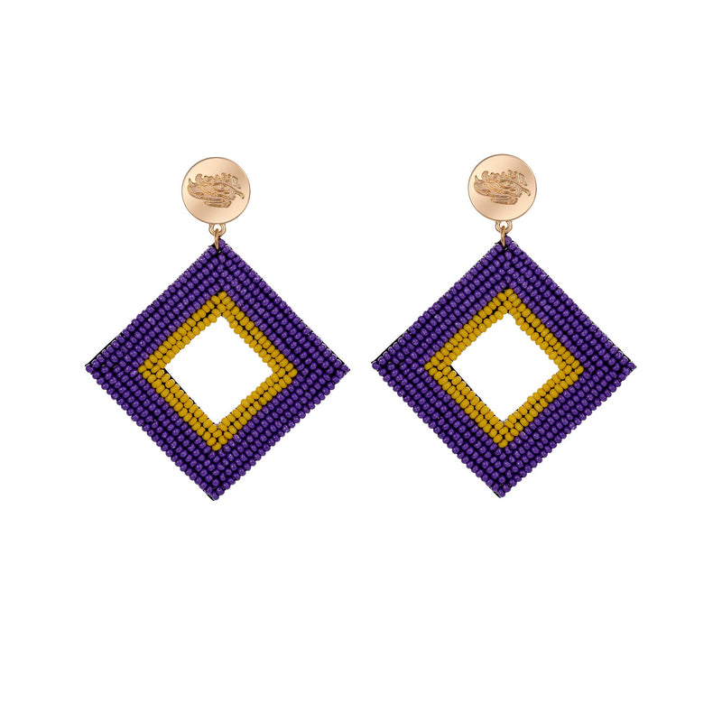 Purple/Gold Weaver Earrings
