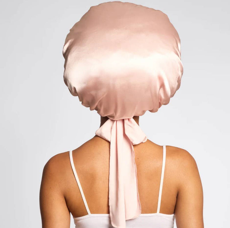 Adjustable Satin Bonnet- Blush