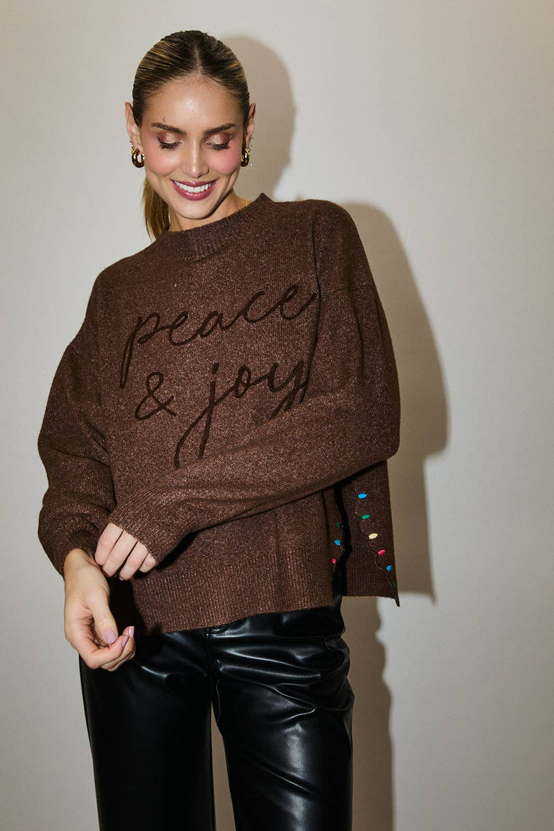 PEACE & JOY Brown Sweater