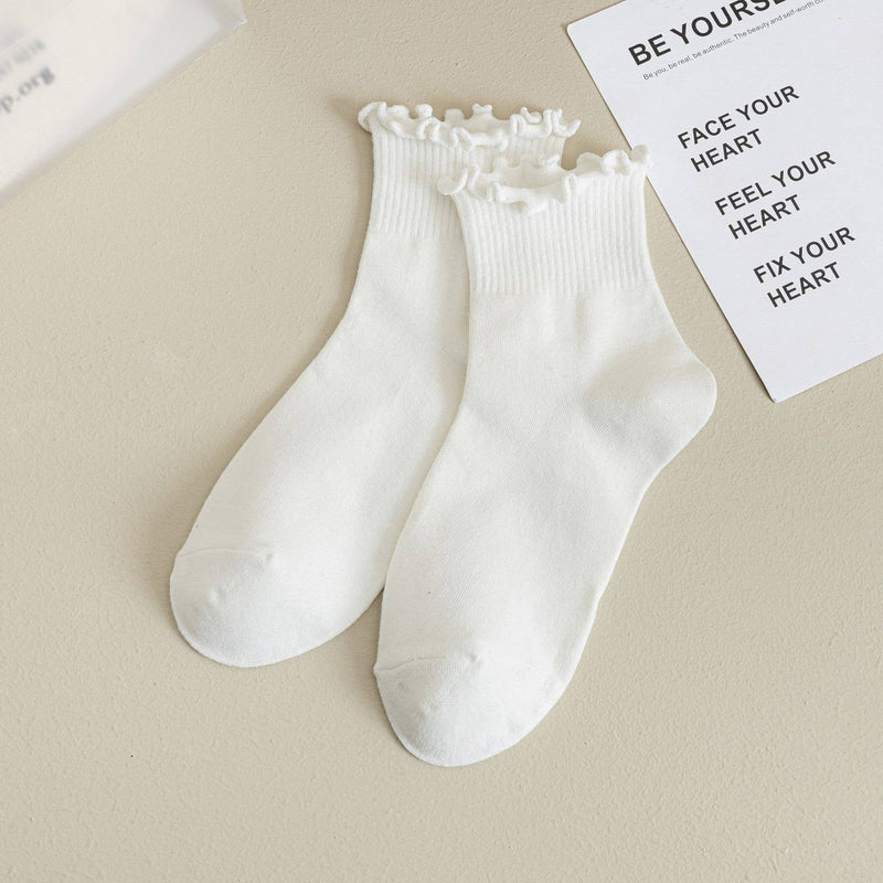 Ruffle Trim Crew Socks