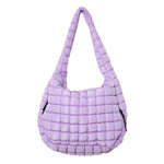 Light Purple Oversized Quilted Hobo Tote Bag