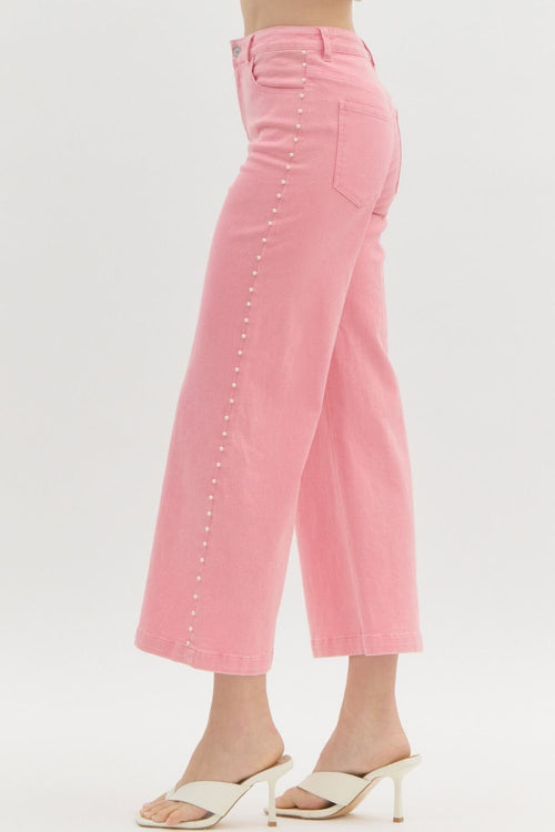 Pink Pearl Trim Jeans