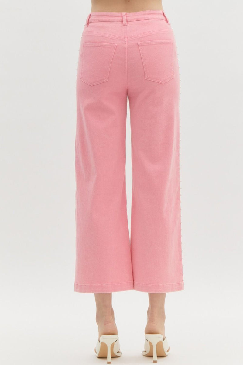 Pink Pearl Trim Jeans