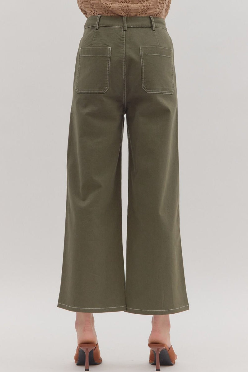 Olive Cropped Pants