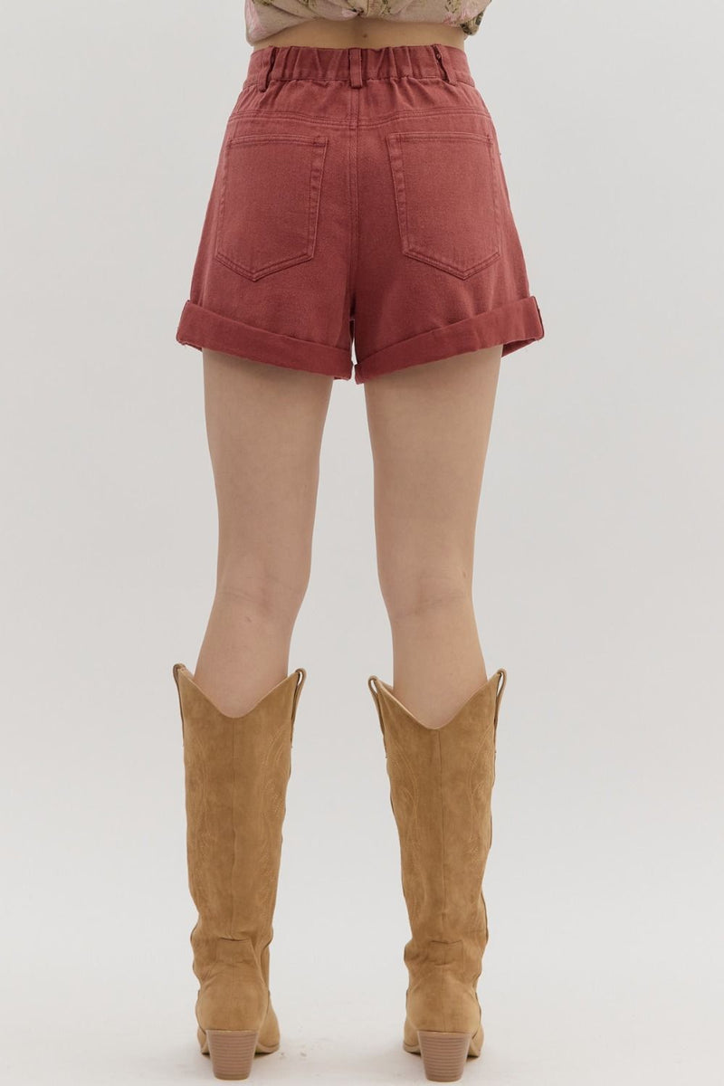 Denim Rolled Hem Shorts