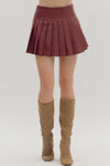 Burgundy Pleated Skirt