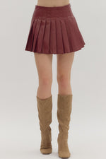 Burgundy Pleated Skirt