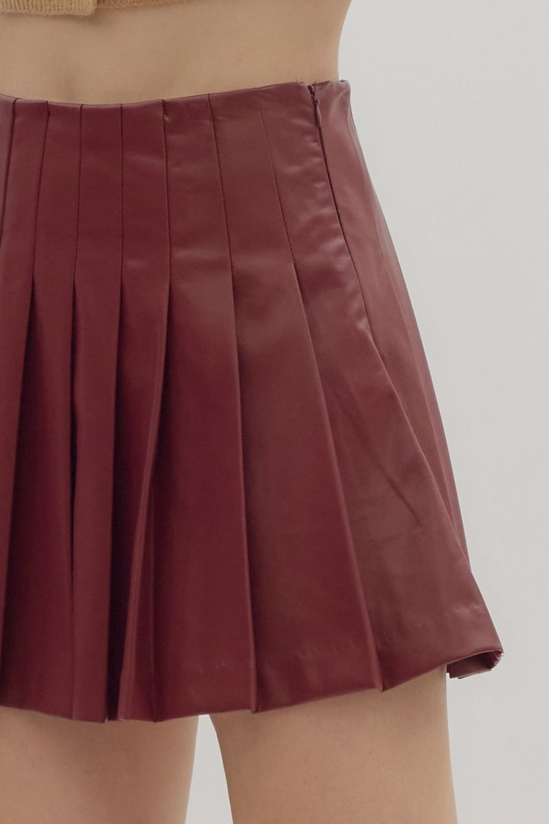 Burgundy Pleated Skirt