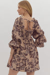 Brown/Taupe Floral Dress