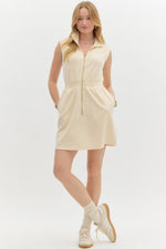 Cream Zip Front Dress