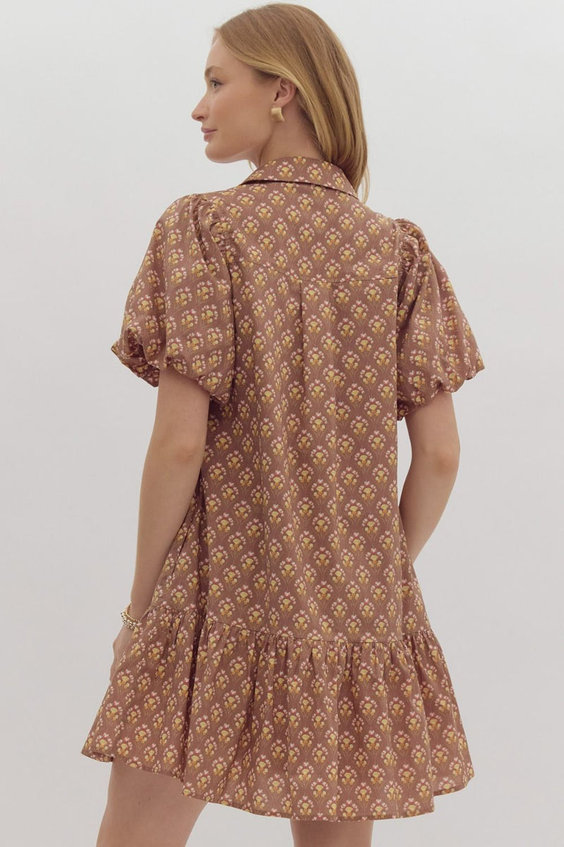 Brown Printed Dress