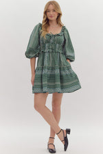 Green 3/4 Sleeve Dress