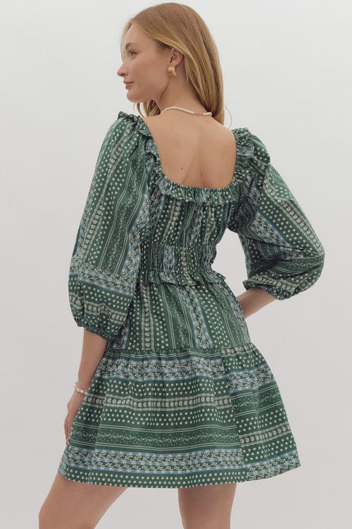 Green 3/4 Sleeve Dress