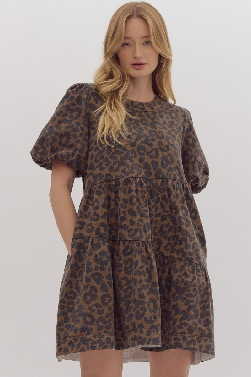 Leopard Print Tiered Dress