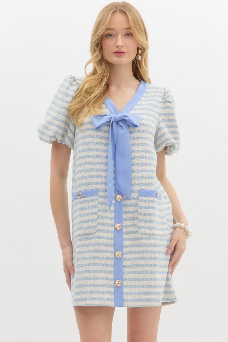 Blue/Cream Stripe Dress