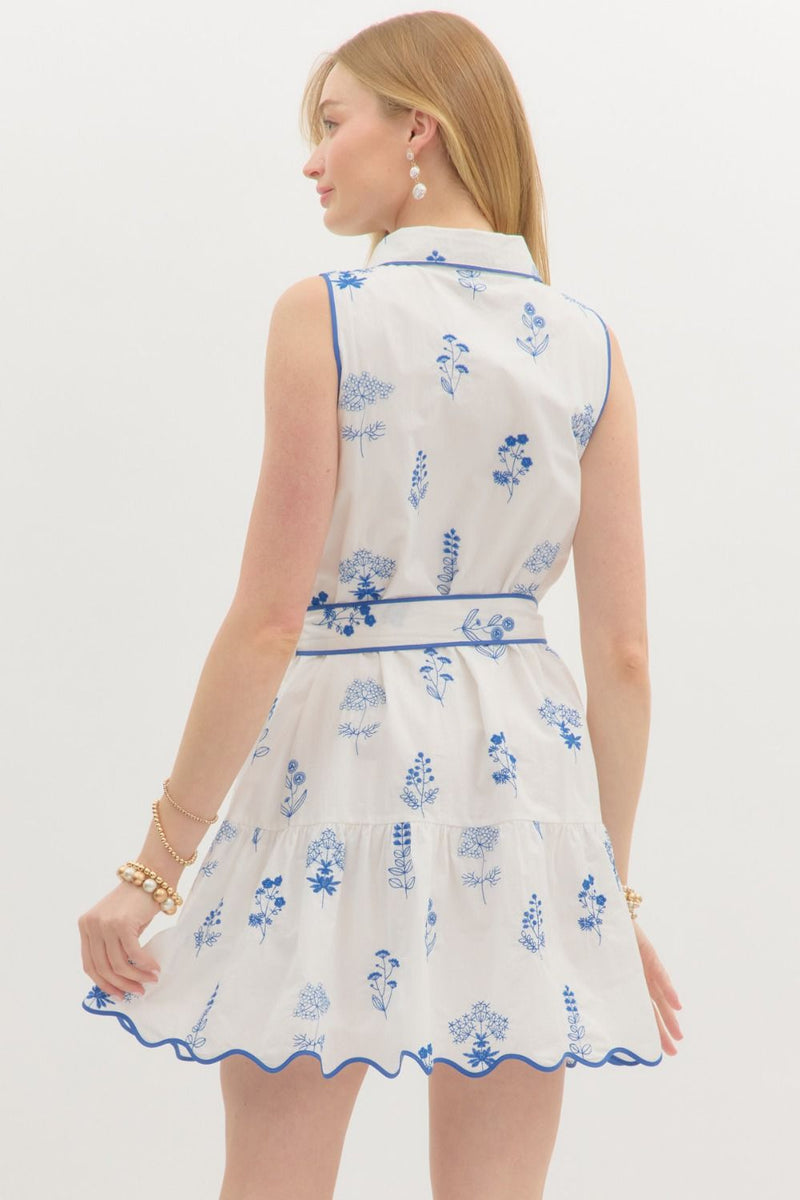 Blue Embroidered Dress