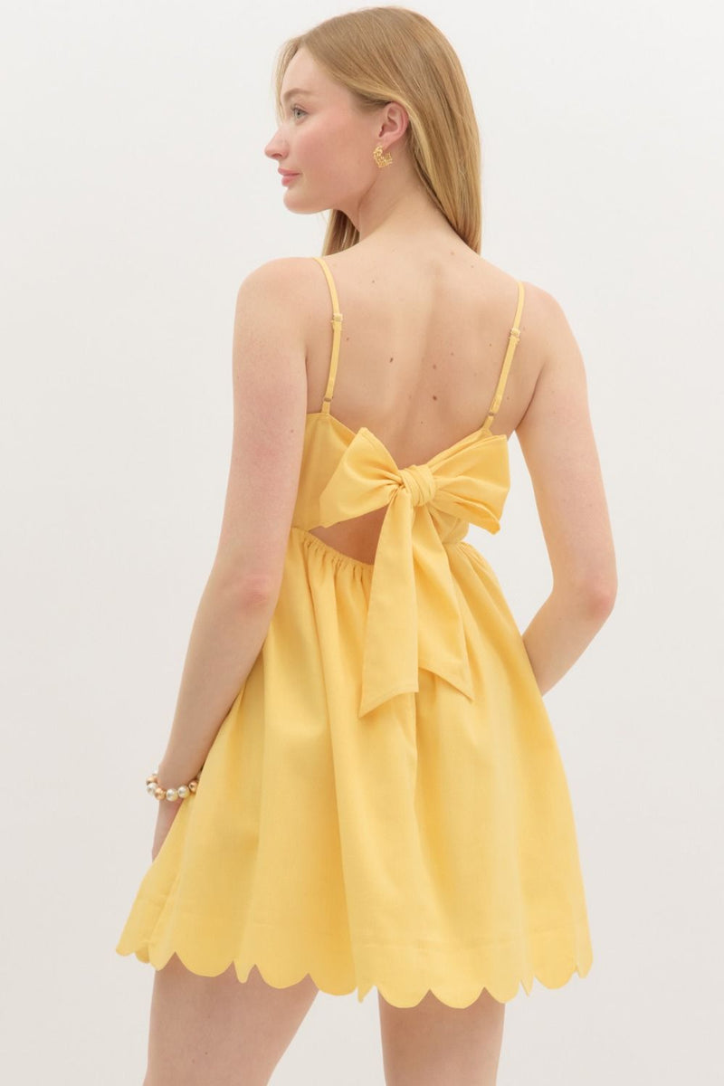 Scalloped Solid Mini Dress Mellow Yellow / L Scalloped Solid Mini Dress Mellow Yellow / L