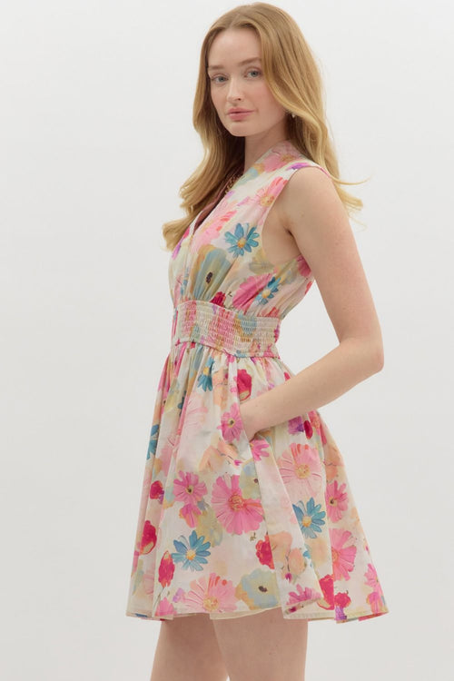Zip Front Floral Dress